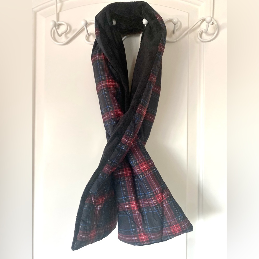 Black and Red Plaid Down Scarf